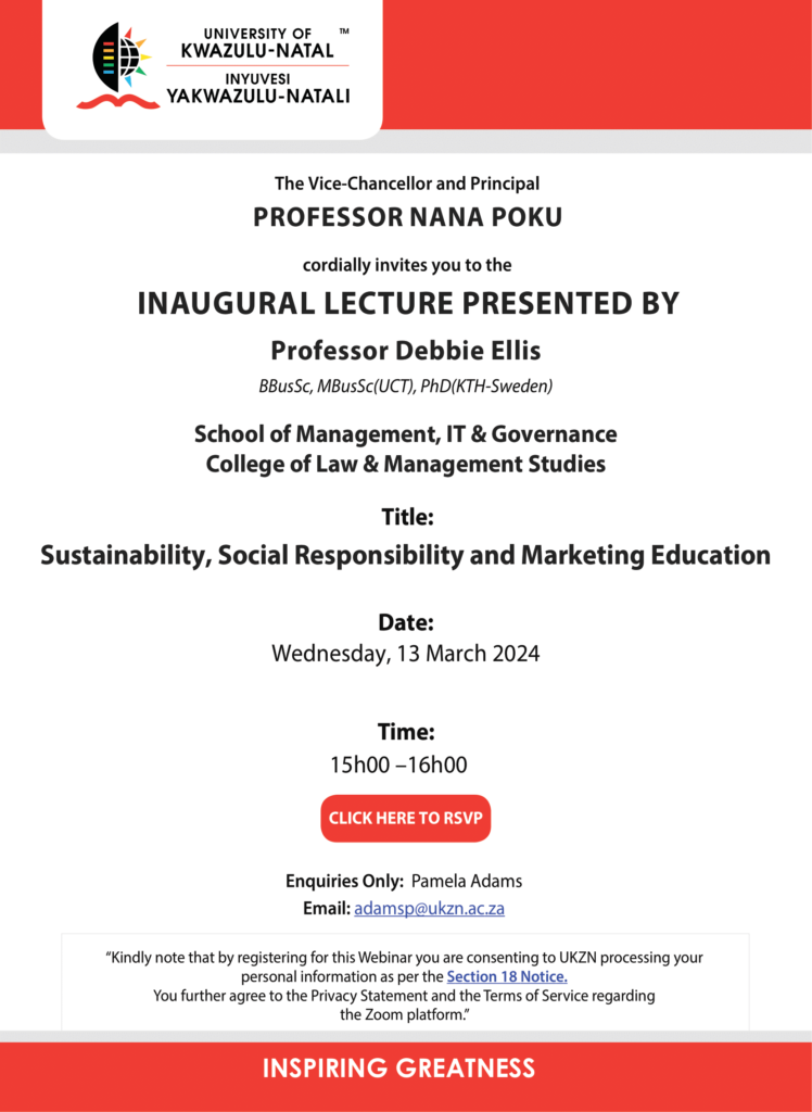 Inaugural Invitation-Prof Debbie Ellis