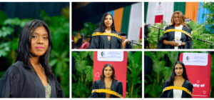 Bachelor of Commerce cum laude graduates (clockwise from left): Ms Aaliyah Rambaran, Ms Caitlin Naidoo, Ms Ohi Johnson, Ms Peyton Govender, and Ms Mishka Singh.