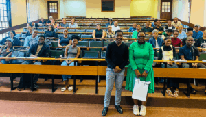 Professor Hangwelani Magidimisha-Chipungu with Mr Siphesihle Mbatha and Law students.